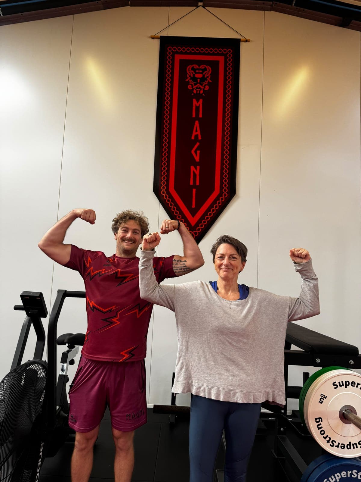 Lou with their coach at Magni Fitness